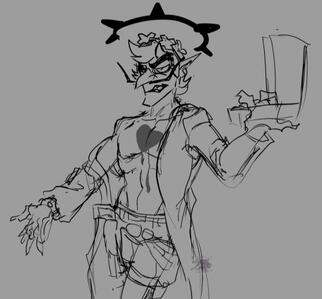 Waluigi dressed as Happy Chaos from Guilty Gear